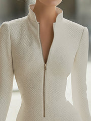 Textured Zipper Hourglass Leather Mini Dress