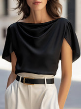 Classic Satin Draped Cap Sleeve Blouse