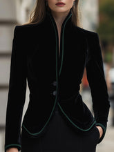 Velvet Tailored Blazer With Contrast Trim