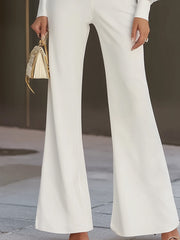 White Mesh-Sleeve Tailored Jumpsuit