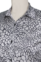 Modern Satin Printed Blouse with Classic Snake Pattern Elegance