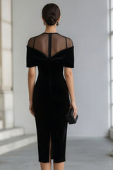 Refined Midi Dress with Graceful Bow Accent