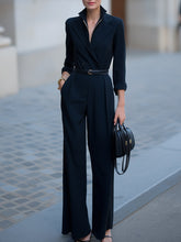 Double-Breasted Belted Jumpsuit With Wide-Leg Trousers