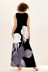 Women's Casual Notched Neck Sleeveless Dress