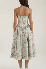 Floral Sweetheart Neck Midi Dress