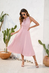Pleated Halter Neck Dress