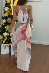 Vacation Halter Neck Keyhole Maxi Dresses