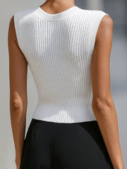 Sculpted Knit Button Vest Top