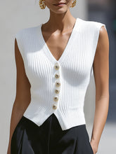 Sculpted Knit Button Vest Top