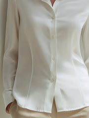 Mooyius Ivory Satin Classic Blouse