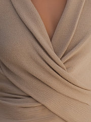 Taupe Draped Knit Wrap Top