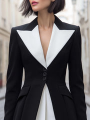 Two-Tone Tailored Tuxedo Blazer Dress
