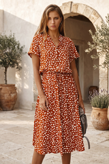 Floral Button Front Midi Dress