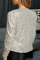 Gleaming Sequin Blazer Open Front