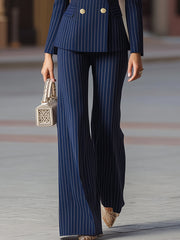 Elegant Pinstripe Double-Breasted Suit Set