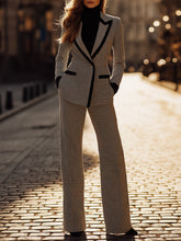 Tailored Contrast-Lapel Suit Set