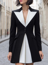 Two-Tone Tailored Tuxedo Blazer Dress