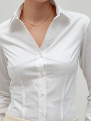 Tailored White Button-Front Shirt