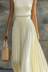 Graceful Pleated Midi Dresses Sleeveless