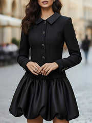 Tweed And Satin Bubble Hem Dress