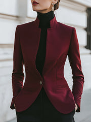 Tailored Stand-Collar Sculpted Blazer