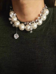 Chain Pearl Double Layer Strap Necklace