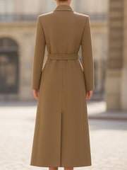 Chic Belted Long Camel Coat