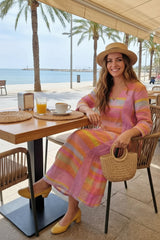Striped Midi Dress with Easy Drape Fit