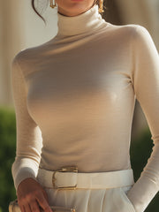Fitted Turtleneck Long-Sleeve Top