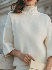 Minimalist High-Neck Relaxed Sweater