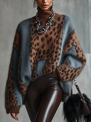 Leopard Print Turtleneck Sweater