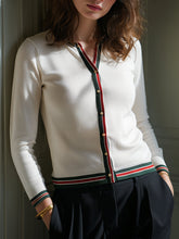 Trim Detail Button-Front Knit Cardigan