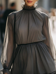 Stylish Sheer Layered Organza Ruffle Dress