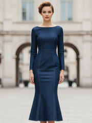 Dark Indigo Tailored Denim Midi Dress