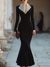 Elegant Lapel-Detail Mermaid Evening Dress