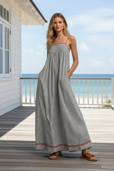Flowy Maxi Dress With Color-Block Hem