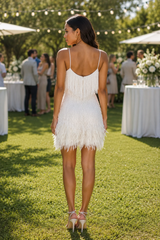Statement Mini Dress with Flowing Fringe Design