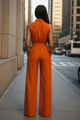 Stylish Sleeveless Orange Jumpsuit