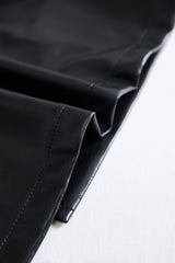 Sleek Black Faux Leather Sleeveless Midi Dress