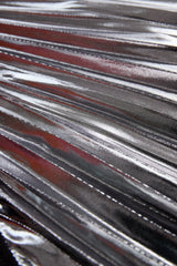 Stylish Plain One-Shoulder Gown with Metallic Pleated