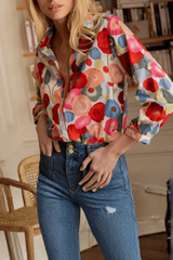 Vibrant Floral Button Blouse