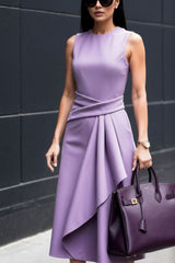 Asymmetrical Pleated Midi Dresses Modern