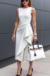 Asymmetrical Pleated Midi Dresses Modern