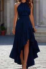 Ruched Pleated Square Neck Midi Dresses