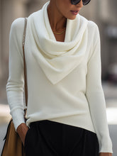 Draped Cowl Neck Long-Sleeve Top