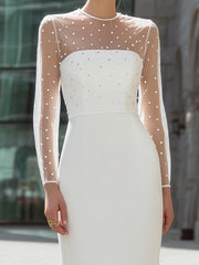 Timeless White And Pearl Embellished Sheath Dress