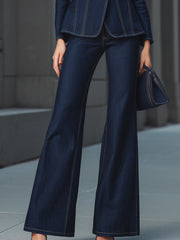 Tailored Dark Denim Blazer & Flare Pants Set