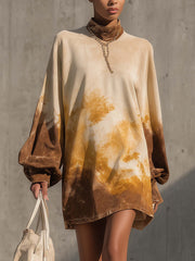 Beige Ombre Faux Suede Mini Dress