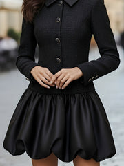 Tweed And Satin Bubble Hem Dress