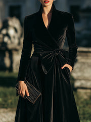 Elegant Wrap Midi Dress With Sculpted Bow Waist